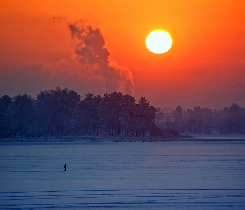 Person on Frozen Lake