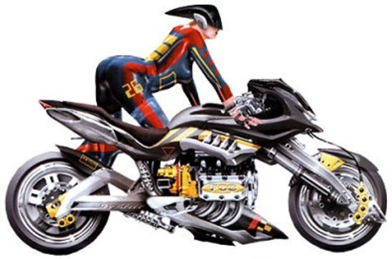 Person on Futuristic Motorcycle — Black, Dynamic, Digital Art