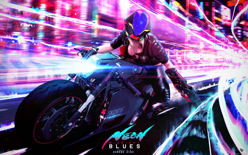 Person on Futuristic Motorcycle — Pink