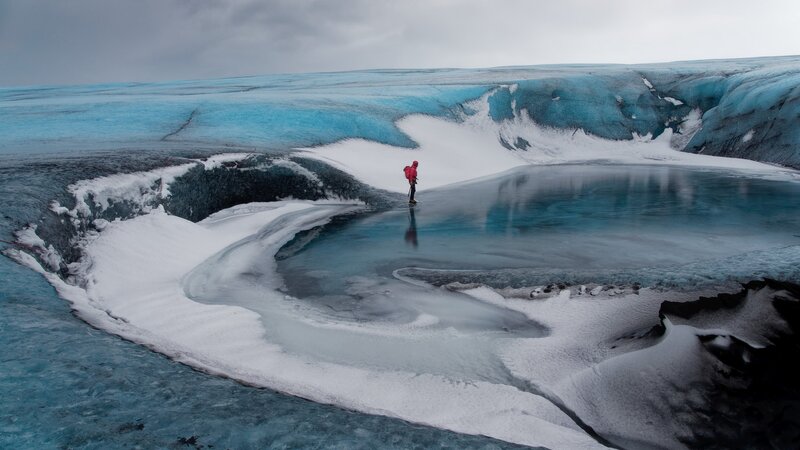 Person on Glacier — Blue