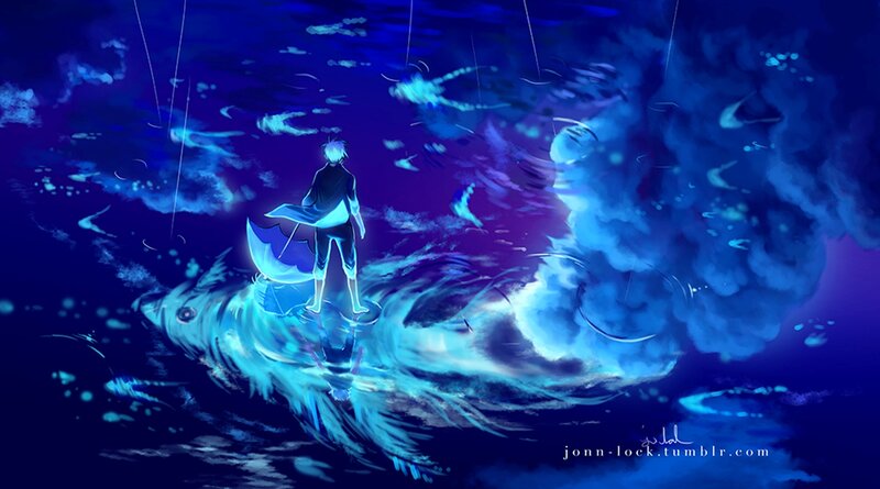 Person on Glowing Fish