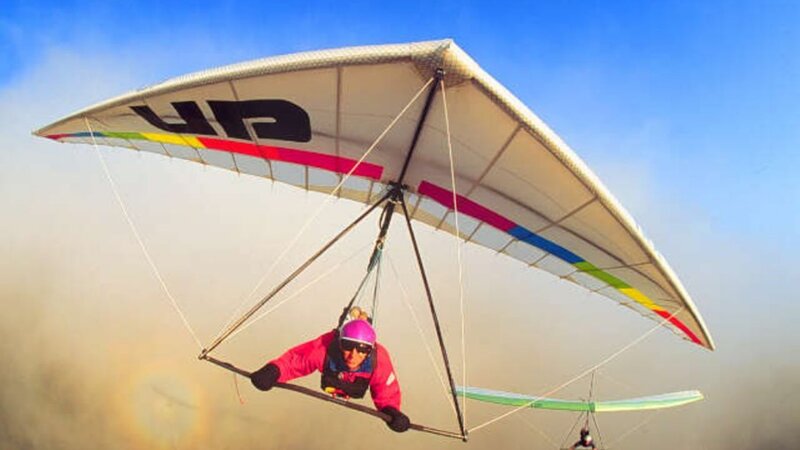 Person on Hang Glider — Blue, Adventurous, Afternoon