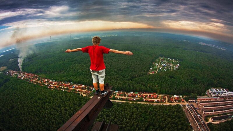 Person on High Beam