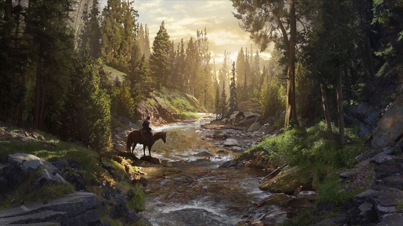 Person on Horse by River