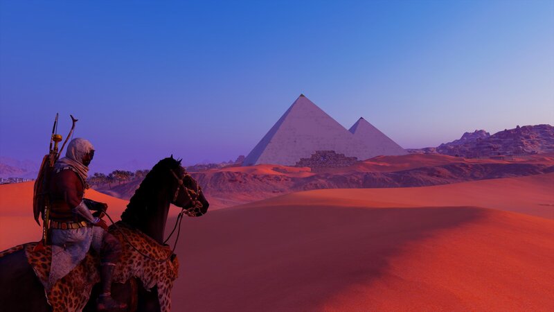 Person on Horse in Desert — Blue