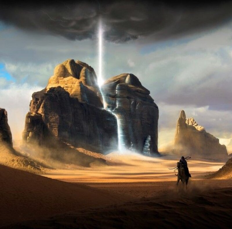Person on Horse in Desert — Brown
