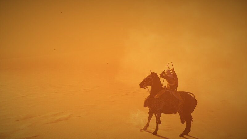 Person on Horse in Desert — Orange
