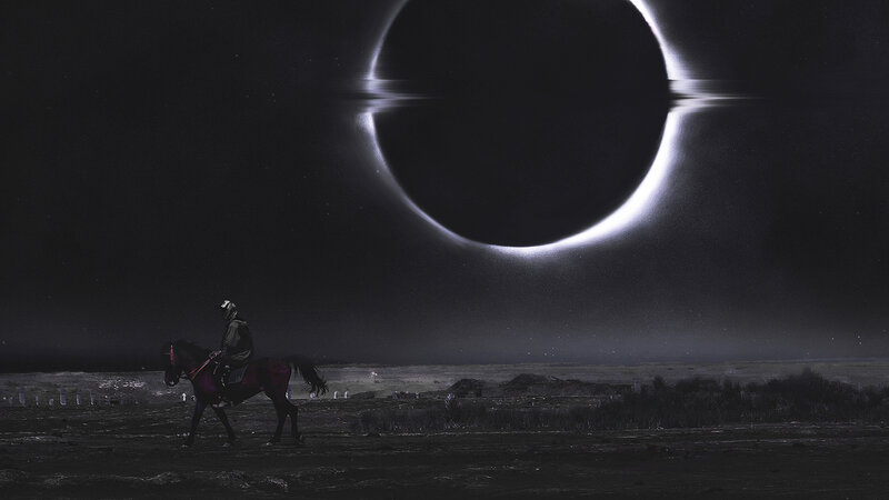 Person on Horse under Eclipse