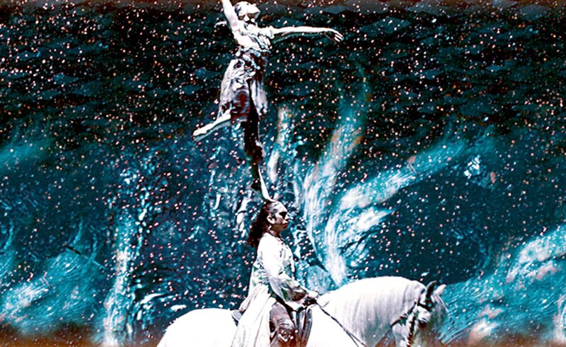 Person on Horseback — Blue, Dramatic