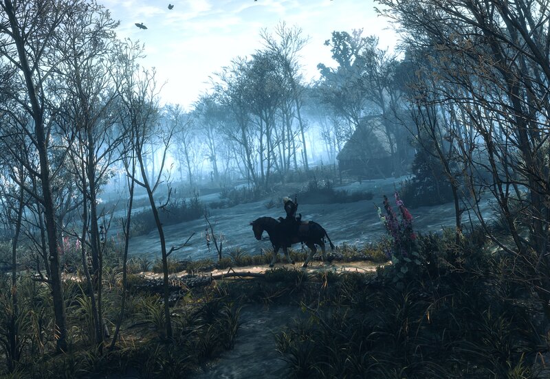 Person on Horseback — Blue, Misty, Serene