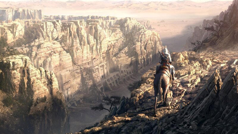 Person on Horseback — Brown, Dramatic, Afternoon, Digital Art, Horse, Canyon