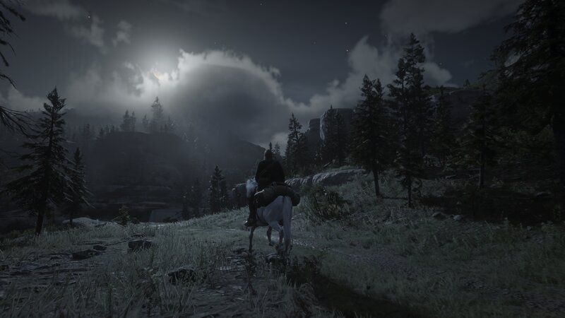 Person on Horseback — Gray, Dark, Serene
