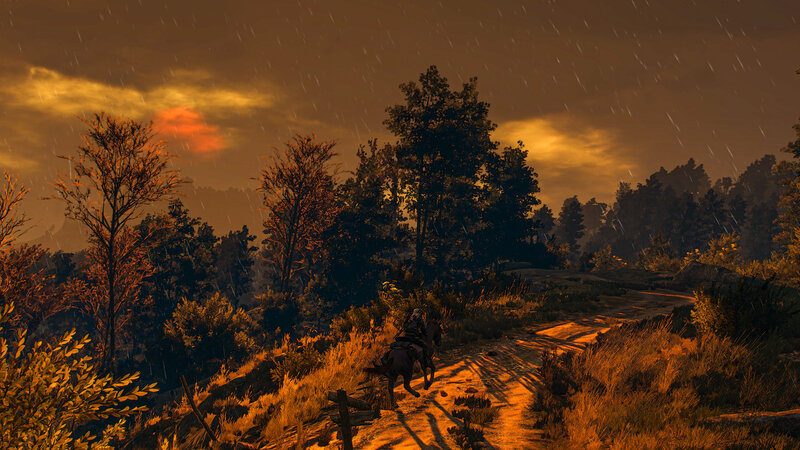 Person on Horseback — Orange, Dramatic, Sunset, 3d Render