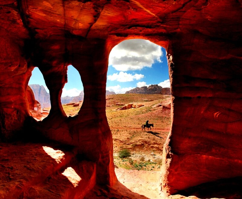 Person on Horseback — Red