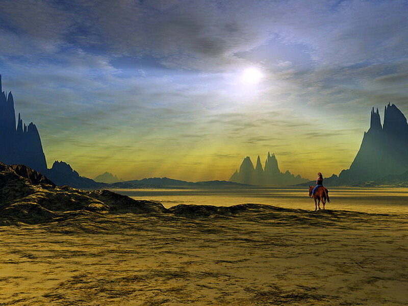 Person on Horseback — Yellow