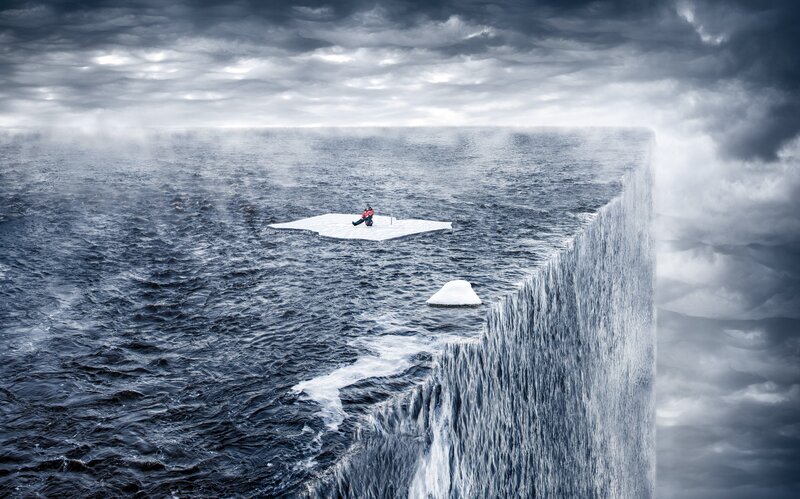 Person on Ice Floe — Blue