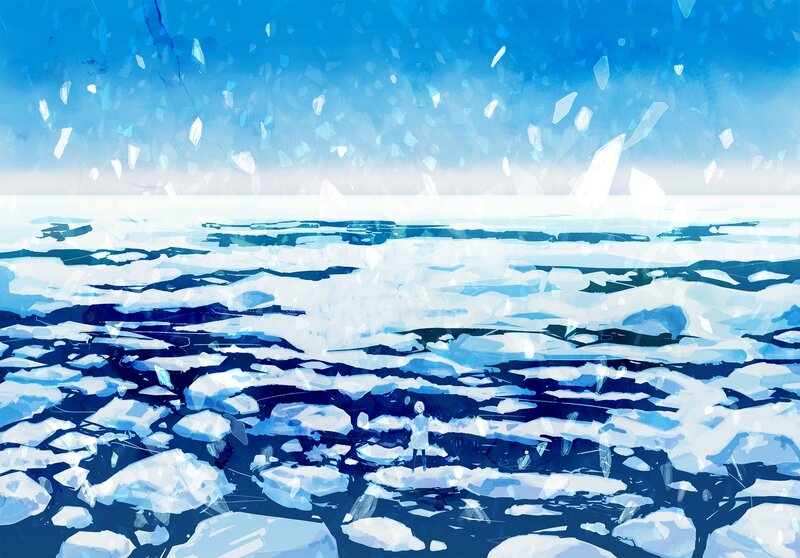 Person on Ice Floes — Blue