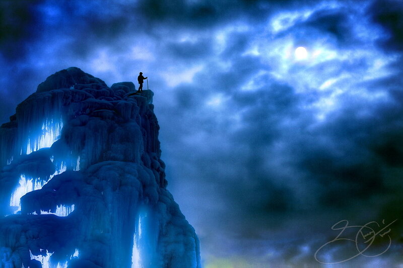 Person on Icy Cliff