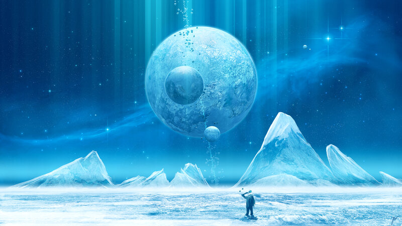 Person on Icy Planet