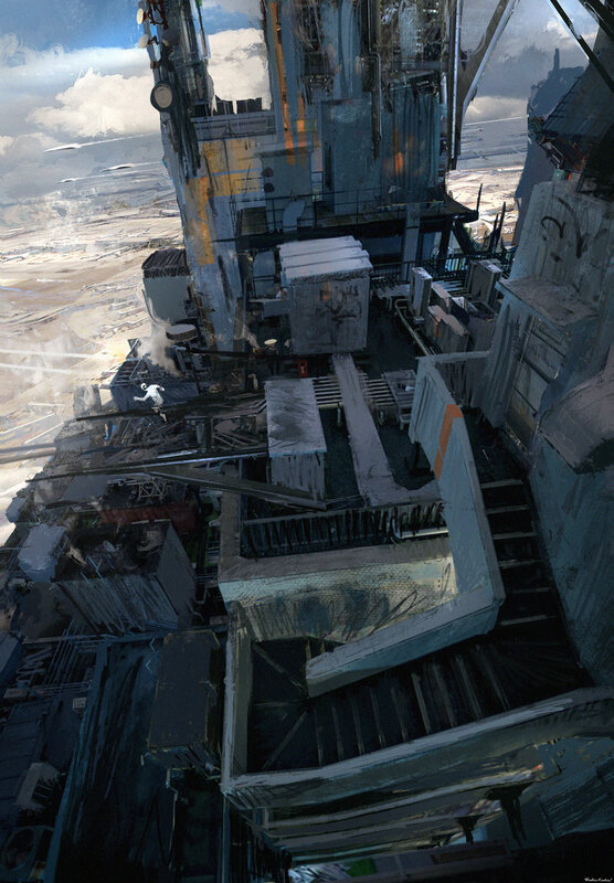 Person on Industrial Platform — Gray