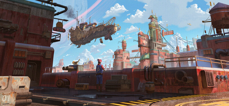 Person on Industrial Platform — Red