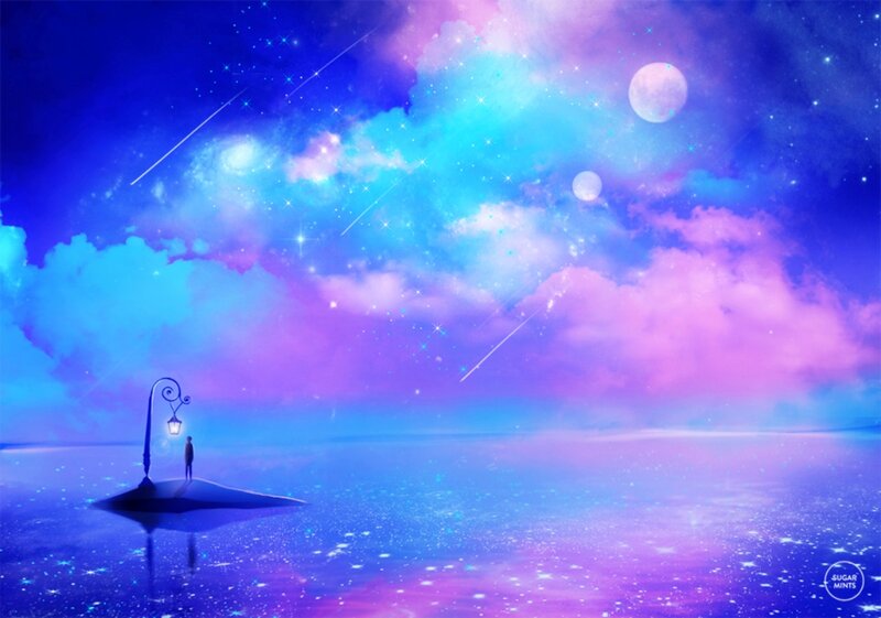 Person on Island under Stars