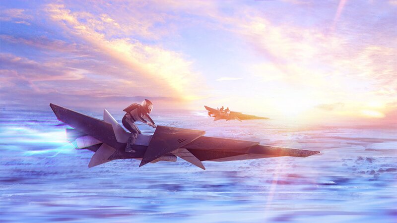 Person on Jet Ski — Blue, Dramatic, Sunset