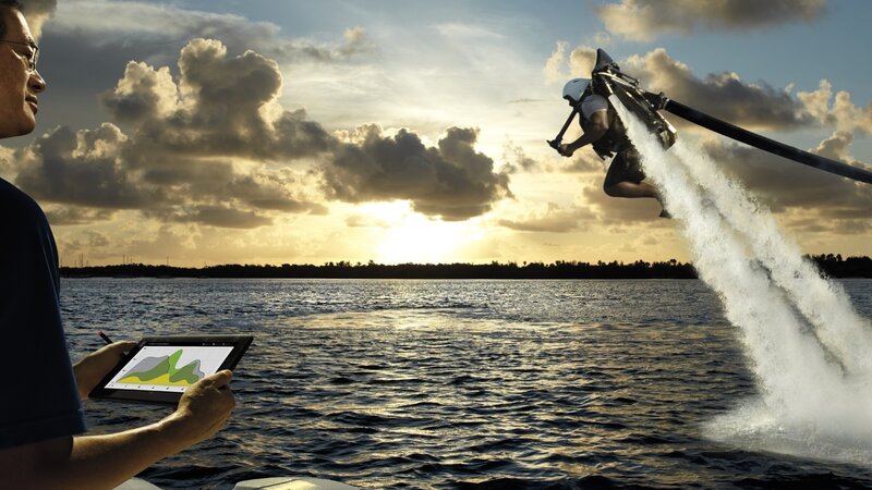 Person on Jetpack over Water