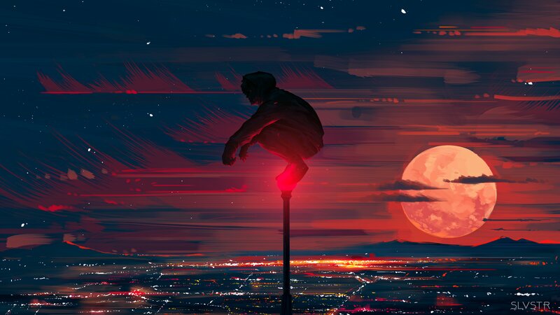 Person on Lamp Post