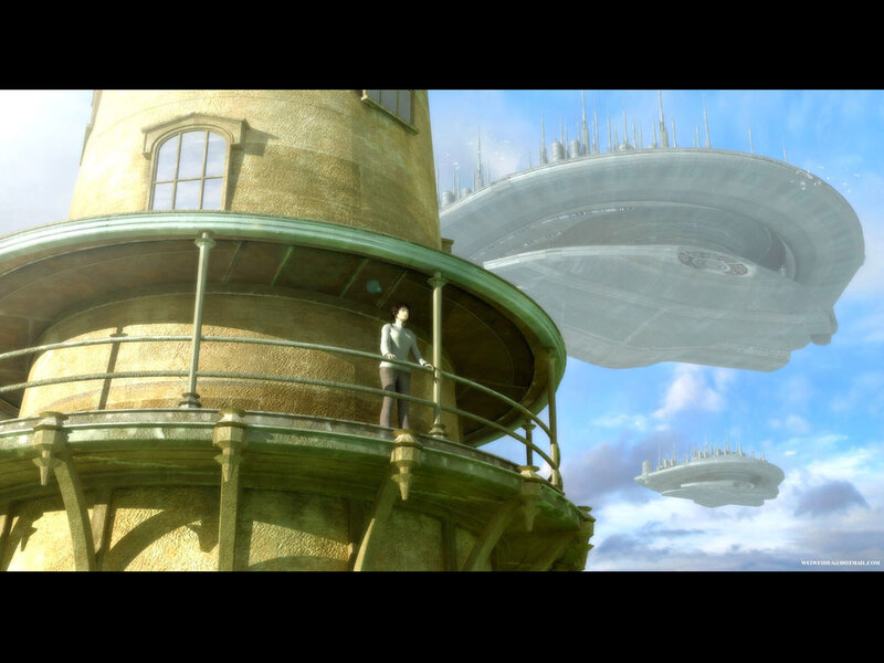 Person on Lighthouse Balcony