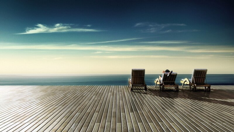 Person on Lounge Chair — Blue
