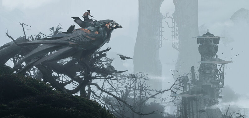Person on Mechanical Bird