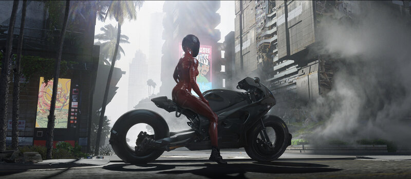 Person on Motorcycle — Black, Dramatic, Afternoon