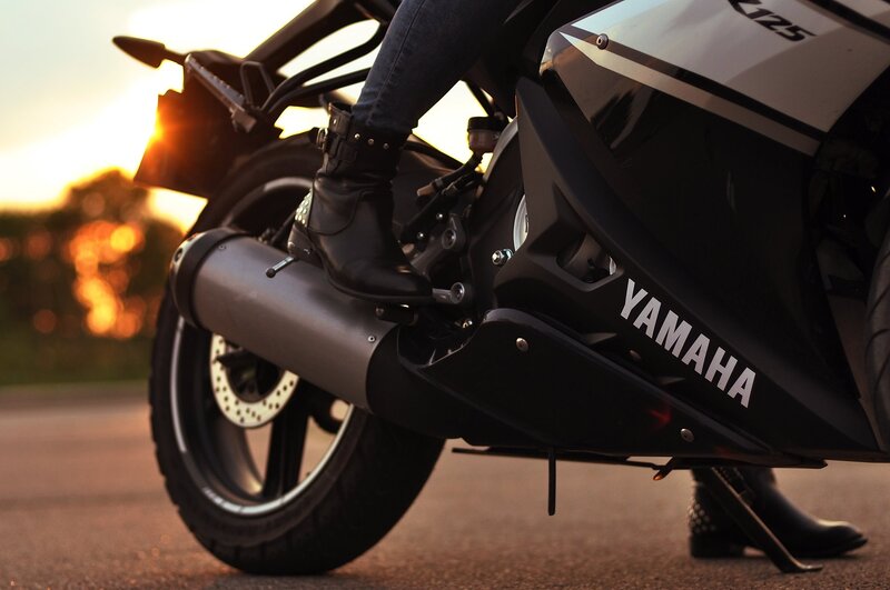Person on Motorcycle — Black, Dramatic, Sunset