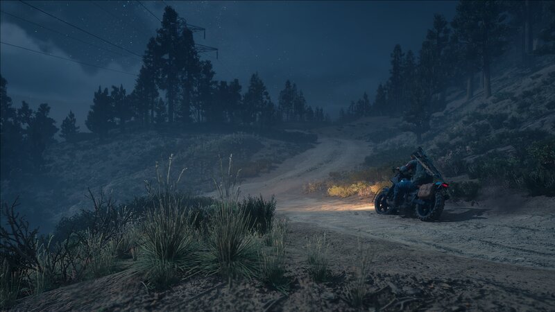Person on Motorcycle — Blue, Dark, Quiet