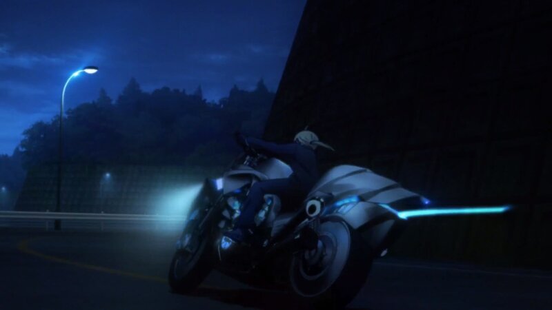 Person on Motorcycle — Blue, Dramatic, Night