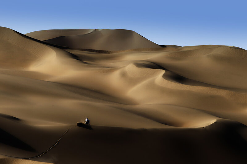 Person on Motorcycle — Brown, Dramatic