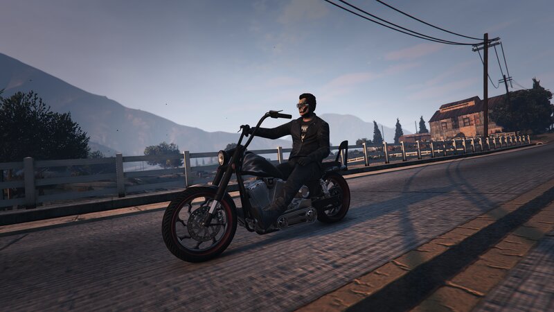 Person on Motorcycle — Gray, Calm