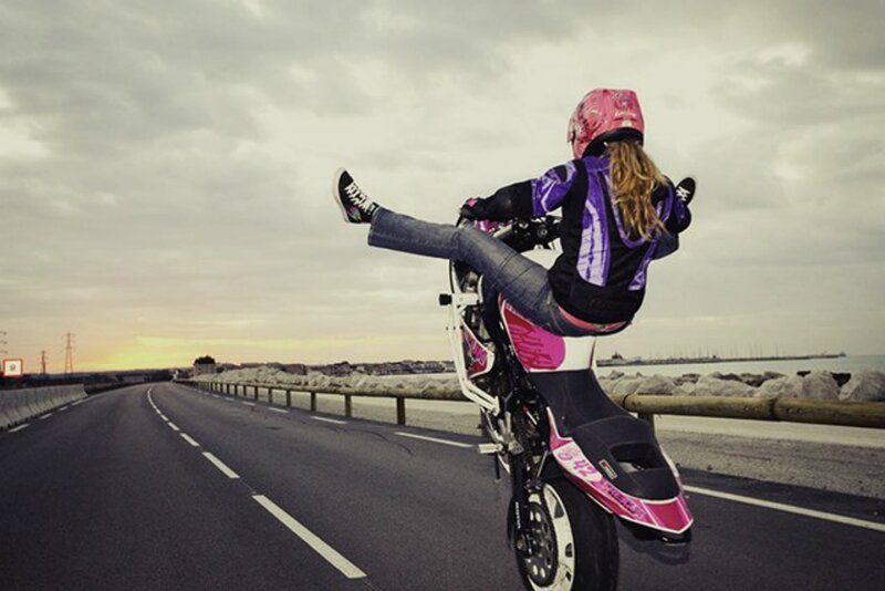 Person on Motorcycle — Gray, Dramatic