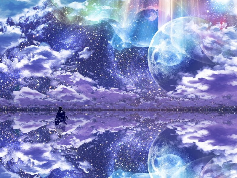Person on Motorcycle — Purple, Dreamy
