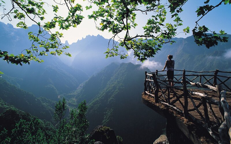 Person on Mountain Overlook — Green, Serene, Afternoon
