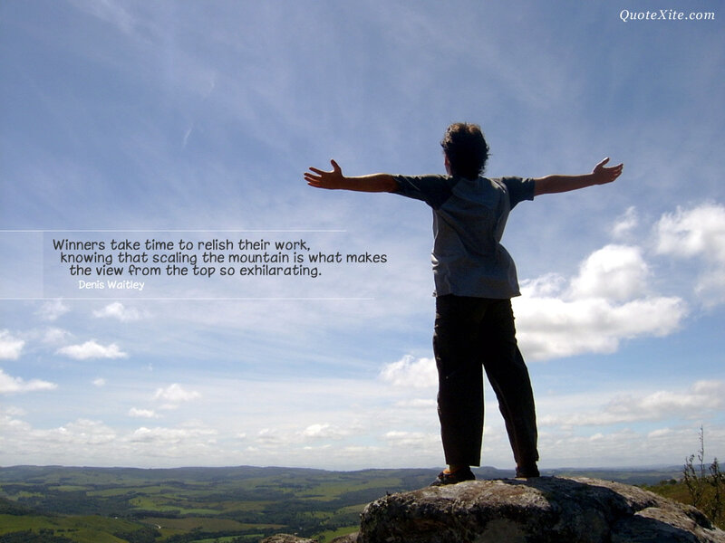 Person on Mountain Peak — Blue, Serene