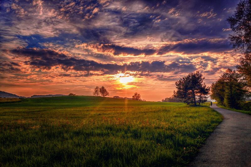 Person on Path at Sunset