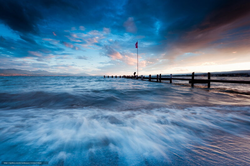 Person on Pier at Sunset — Blue, Dramatic