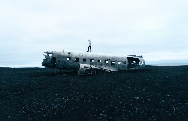 Person on Plane Wreckage