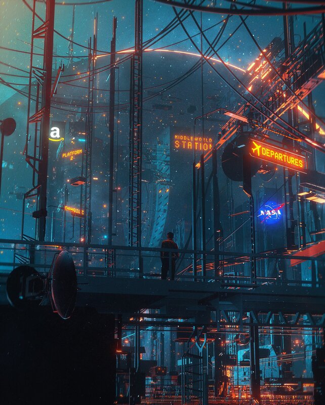 Person on Platform — Blue