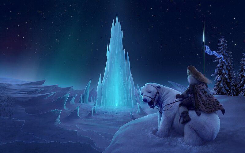 Person on Polar Bear — Blue