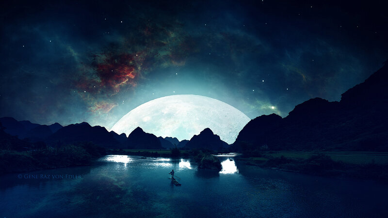 Person on Raft at Night