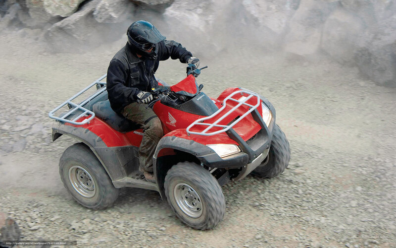 Person on Red ATV — Active, Photograph