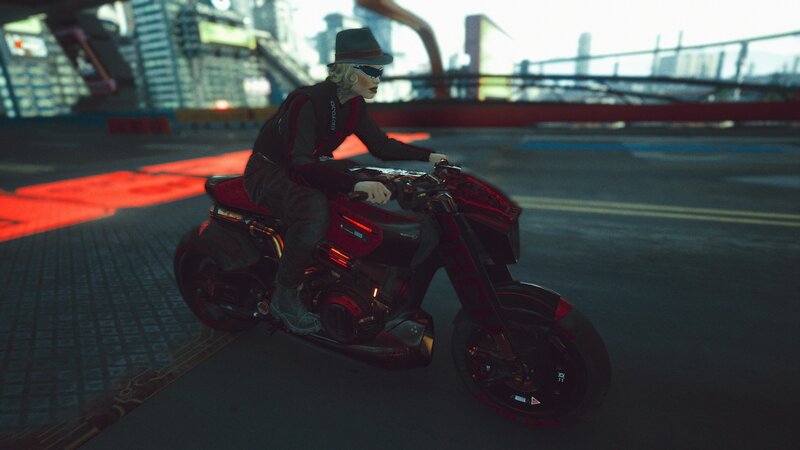 Person on Red Motorcycle — Black